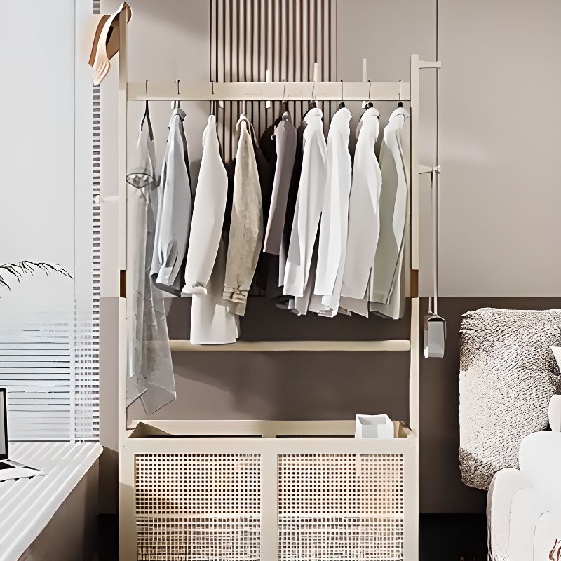 Modern Simple Style Coat Tree with Container Storage, 1 Basket, and 4 Hooks