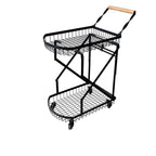 Compact Adult Tool Cart with Handle, Storage Shelves & Casters, Black/Gold