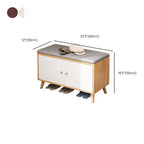Modern Engineered Wood Shoe Storage Bench with 2 Tiers, Shelf, Gate, Dustproof Cover, and Closed Back
