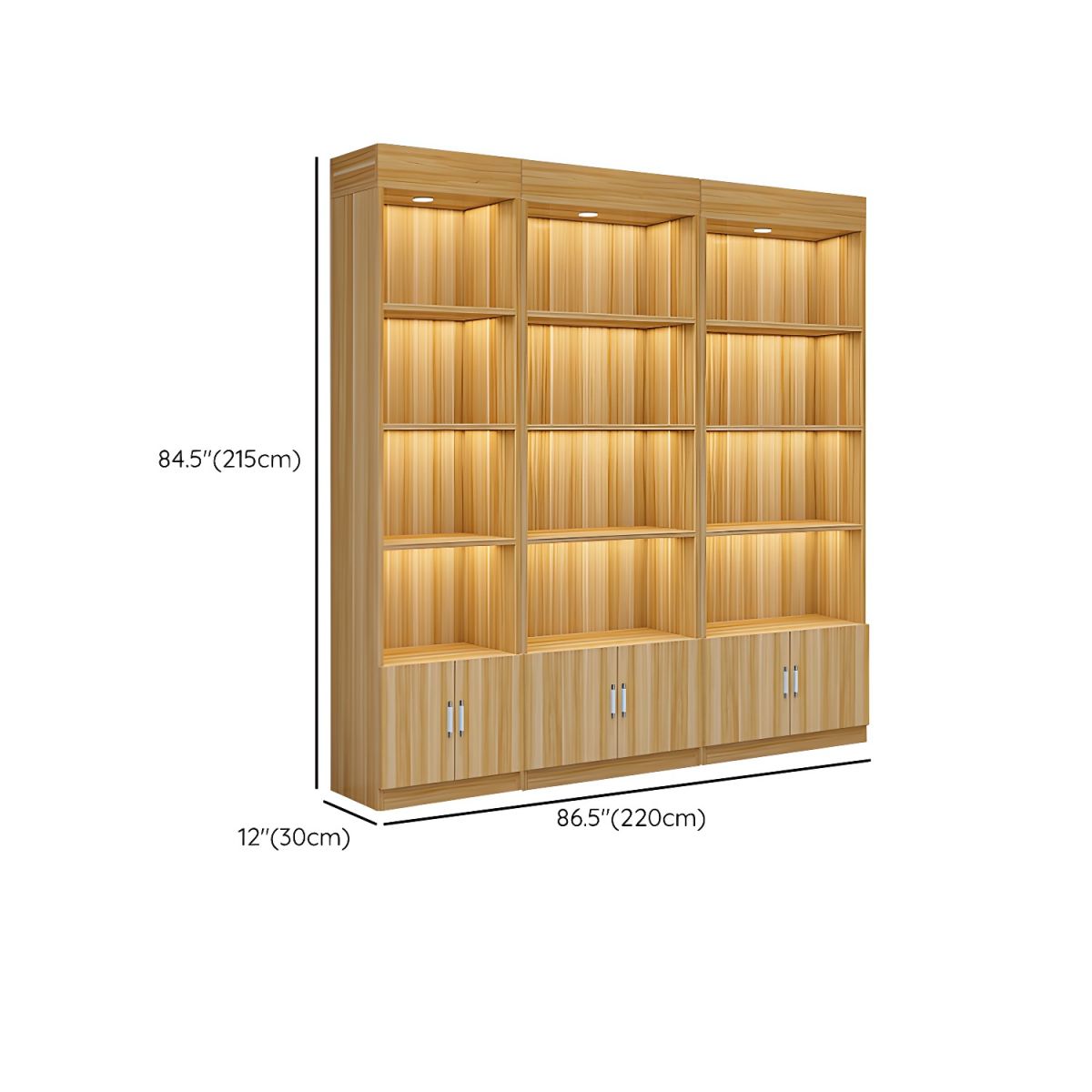 Multi-shelf Modern & Contemporary Style Wood Hutch Cabinet for Living Room