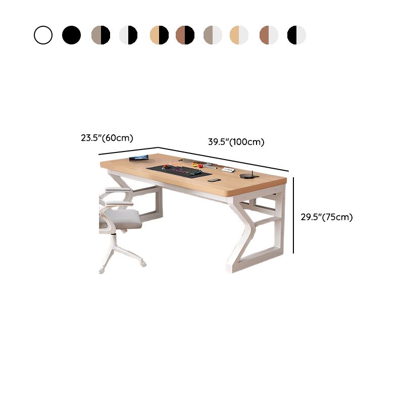 Modern Rectangular Gray/Chalk/Unfinished Color Manufactured Wood Office Computer Desk with Cable Management
