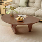 Casual Single Accent Table with Pecan/Natural Color Rubberwood and Abstract Base in Irregular Shape