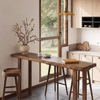 Simplistic Pub Table with Natural Wood Top and Sled Base in Auburn, Rectangle Shape