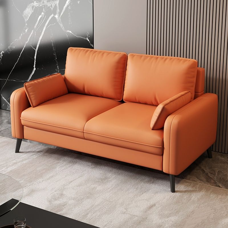 Pu Leather Loveseat in Cerulean/Olive Green/Amber Color with Armrest