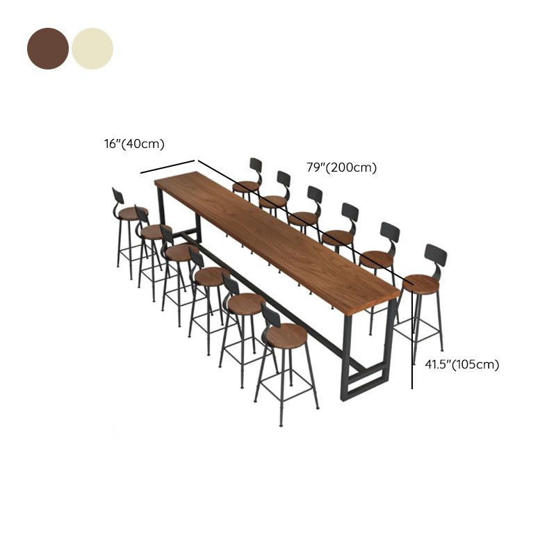 Simplistic Pub Table with Natural Wood Top and Trestle Base in Auburn/Natural Finish, Rectangle Shape with Foot Pedestal