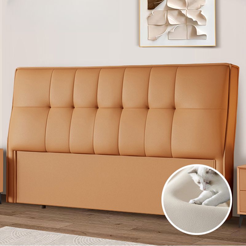 Simplistic Panel Headboard with No Distressing, Piled Tufted Rectangular Design for King/Twin XL/Queen Bed, Sponge Upholstery Fill, Standard Height