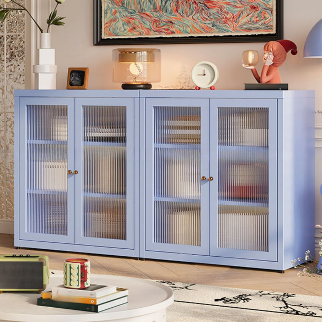 Vertical Alloy Organizing Shelf with 1 Cabinet and 3-Shelf, Closed Back