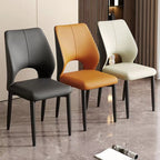 Modern Upholstered Armless Dinette Side Chair with Black Steel Legs