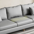 Modern Solid Color Scratch-defiant Standard Sofa in Pu with Light Gray/Ivory/Coffee Upholstery, 3-seater with 2 Pillows