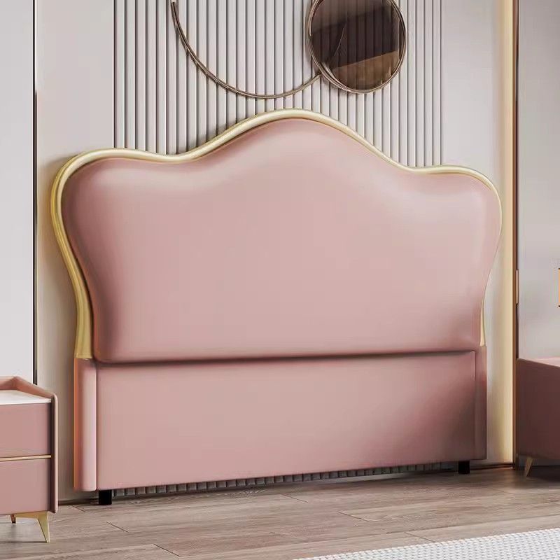 Trendy Panel Headboard in Natural Wood with No Distressing, Camelback Shape for King/Queen/Full Bed, Featuring Sponge Upholstery and Standard Height