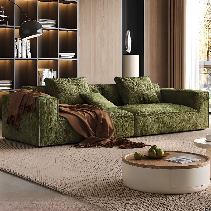 Standard Sofa in Soft-pile Fabric Sage with 3 Pillows