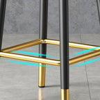 Casual Soft Seating/Rawhide Bar Stools in Midnight Black/Light Gray/Amber Color with Back Round Top and Leg Rest