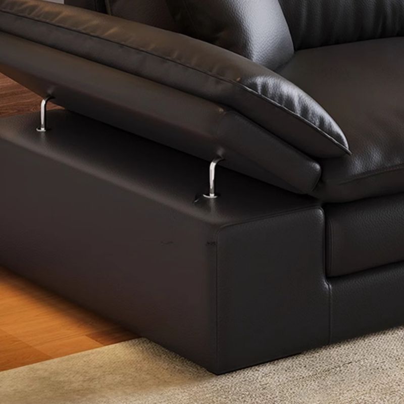 Modish Solid Color Scratch-durable Standard Sofa in Midnight Black, Seats 4/3/2-seater with 2 Pillows