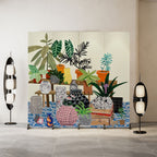 Multicolor Opaque Natural Wood Screen Divider with Fold-up Double Sided Print and Independent 5 Panels/4 Panels/3 Panels
