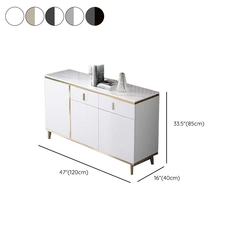 Art Deco Sideboard with 2 Drawers, Narrow/Standard Size, 3 Shelves, Sintered Stone Countertop, 4/3 Doors, Self-supporting