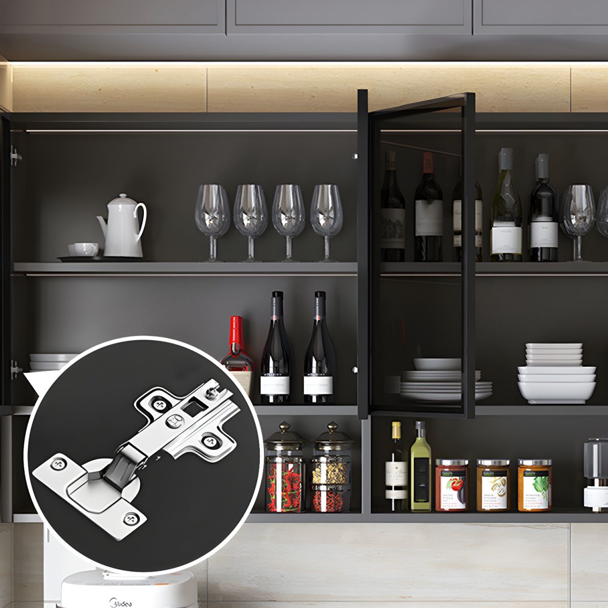 Modern Display Stand Wall Mounted Faux Wood Storage Cabinet for Dining Room