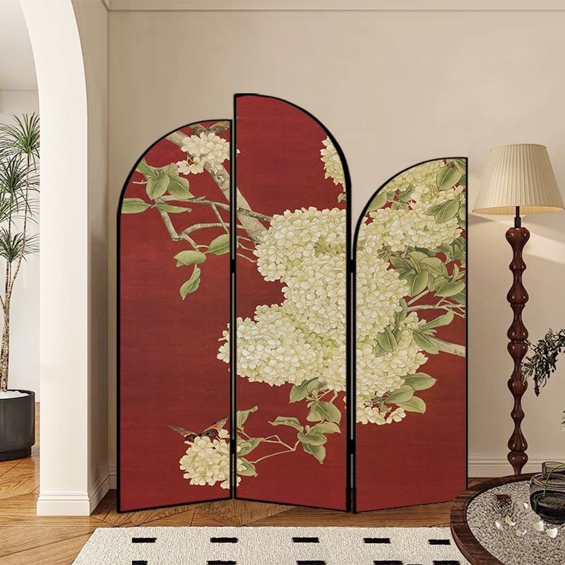 Screen Divider Minimalist Indoor Opaque Fold-up with 3 Panels, Flaxen Material, and Independent Design