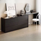 Modish Large Vanity Set with Laminate Table Top, White Chair, and 6 Drawers