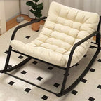 Elegant Black Upholstered Rocking Chair with Slipcover - Modern Style Design for Two People