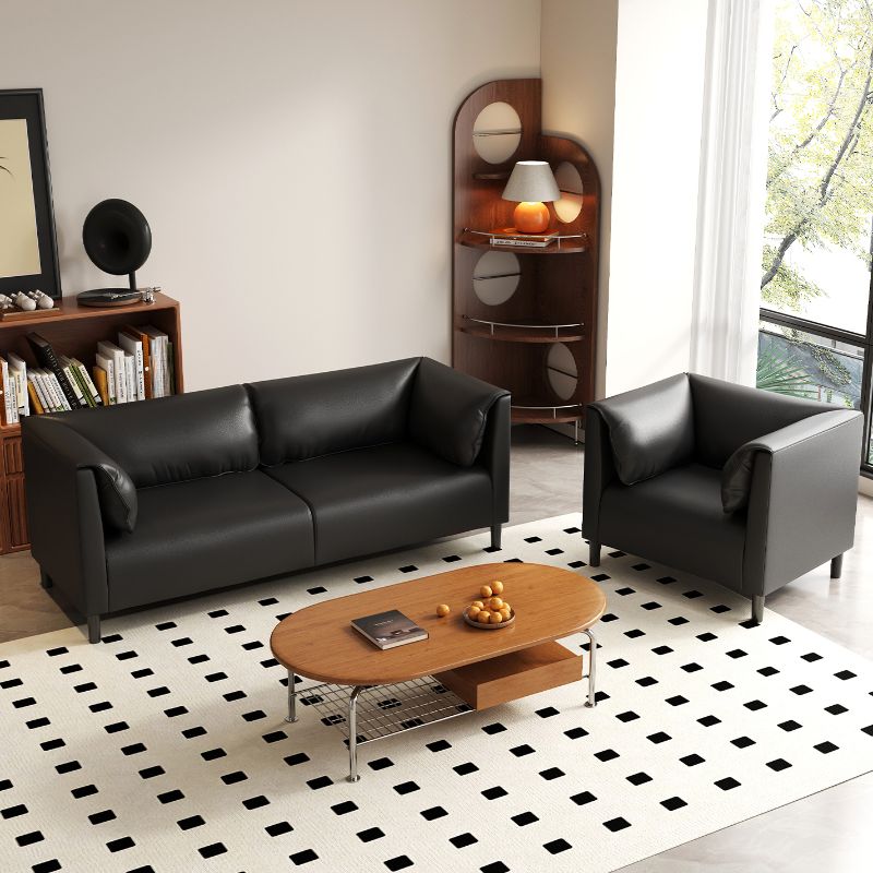 Contemporary Modern Solid Color Stain Resistant Loveseat in Navy Blue/Sage/Amber Color with 2 Pillows, 2-seater