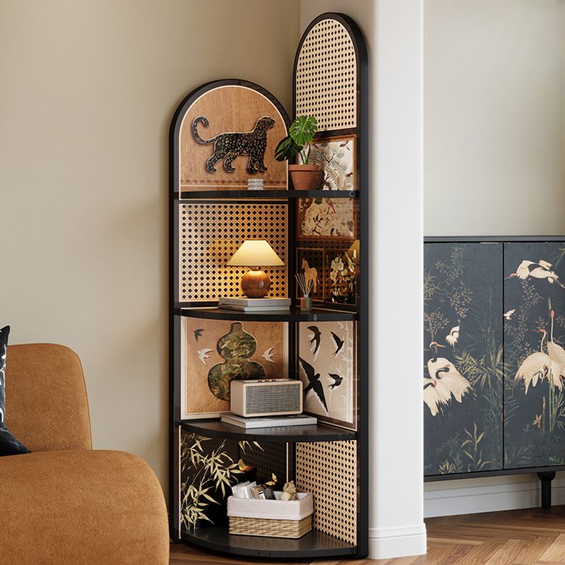Modern Simple Style Nook Detached Decorative Cabinet with 3 Exterior Shelves/4 Exterior Shelves, Composite Wood Countertop in Midnight Black