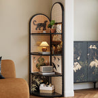 Modern Simple Style Nook Detached Decorative Cabinet with 3 Exterior Shelves/4 Exterior Shelves, Composite Wood Countertop in Midnight Black