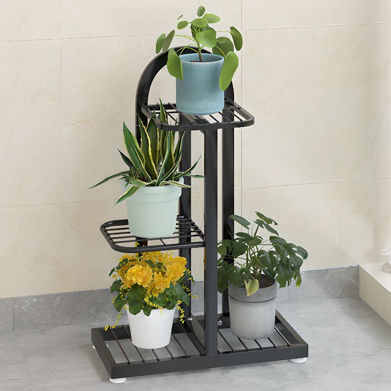 1 Piece 3 Tiers/4 Tiers/5 Tiers Rectangle Metal Plant Rack with White/Black 3 Shelves/4 Shelves/5 Shelves and Solid Base