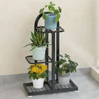 1 Piece 3 Tiers/4 Tiers/5 Tiers Rectangle Metal Plant Rack with White/Black 3 Shelves/4 Shelves/5 Shelves and Solid Base
