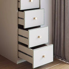 Detached Scratch-immune Accent Cabinet with Glazed Door, Grip Bars, Off White Top, Soft Close Drawer, and Stain Resistant Finish