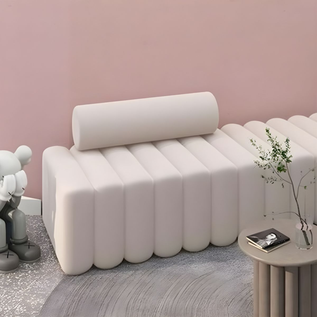 16.92" High Velvet Standard Sofa Contemporary Armless Sofa for Living Room