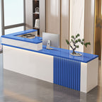 Moisture-proof L-Shape Reception Desk with Cabinet, Unfinished Back, 2 Drawers and Filing Cabinet, Desk Return & 1 Cabinet Included