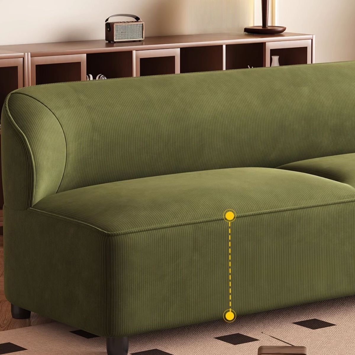 Trendy Solid Color Stain Resistant Loveseat in Emerald Green/Auburn/Beige for 2 People