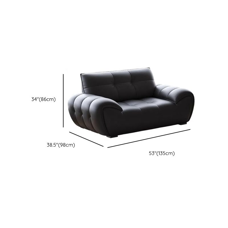 Contemporary Modern Solid Color Scratch-durable Standard/Single Sofa in Midnight Black, Seats 4/3 with 2 Pillows