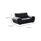 Contemporary Modern Solid Color Scratch-durable Standard/Single Sofa in Midnight Black, Seats 4/3 with 2 Pillows