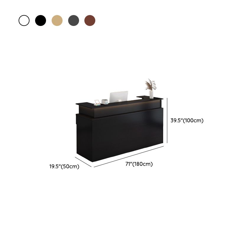 Reception Desk Rectangular with Cabinet Hutch Keyboard Tray Cable Management and Filing Cabinet, Manufactured Wood Top