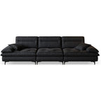 Modish Solid Color Black Standard Sofa, 4/5/6-Seater with Pillow Top Arm and 2 Pillows