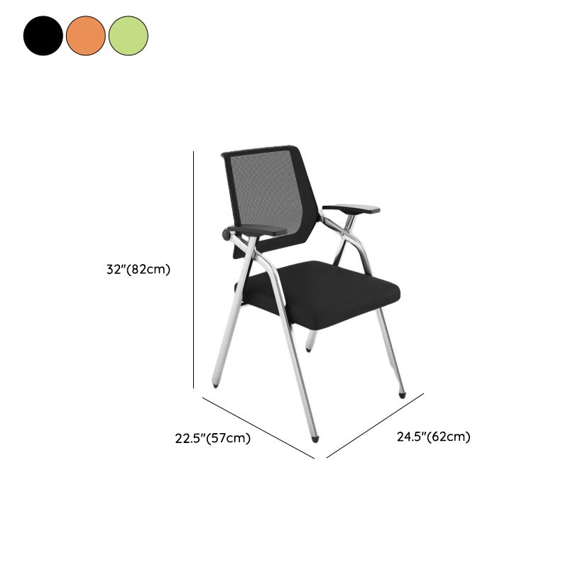 Contemporary Compact Ventilated Back Training Chair/Side Chair With Arms and Metal Frame for Tile Flooring