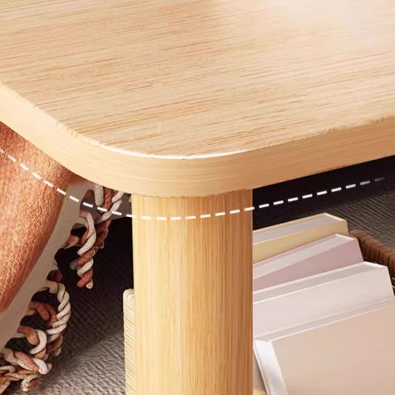 Contemporary Chairside Table Only with Engineered Wood Top, 4 Legs, Chalk/Caramel/Unfinished Color, Rectangle/Square Shape, and Shelf