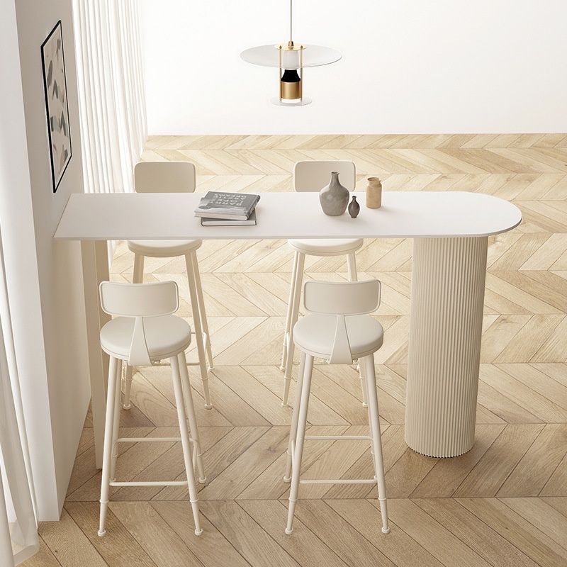 Classic Chalk Free Form Sintered Stone Bistro Table with Dual Footing Base