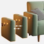 Trendy Water Resistant Convertible Sofa in Grey/Light Green/Off-White with Arm, 4-seater/Seats 3/2 People, Receptacle Storage, and 2 Pillows