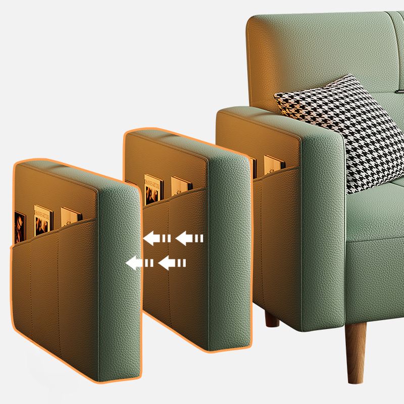 Trendy Water Resistant Convertible Sofa in Grey/Light Green/Off-White with Arm, 4-seater/Seats 3/2 People, Receptacle Storage, and 2 Pillows