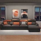 Drawing Room Standard Sofa in Midnight Black with Armrest and 4/3 Pillows