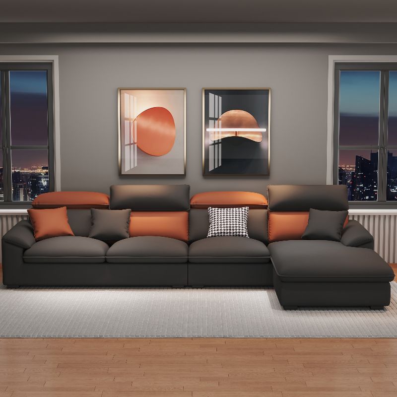 Drawing Room Standard Sofa in Midnight Black with Armrest and 4/3 Pillows