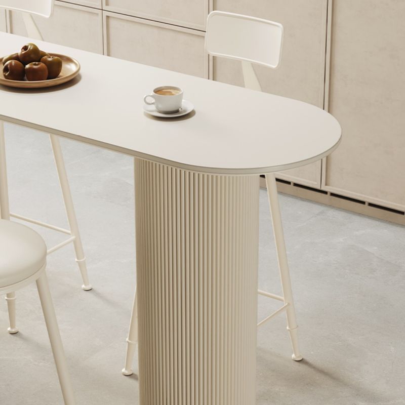 Classic Chalk Free Form Sintered Stone Bistro Table with Dual Footing Base