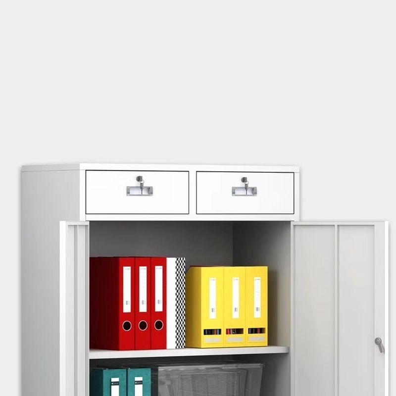 Chalk Iron Credenza with Watertight Durability, Drawers, Variable Shelf, and Locking Door