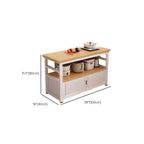 Modish Rectangle Kitchen Island with Exterior Shelving, Manufactured Wood Countertop, Open Storage, Double Sided Cabinet in Natural