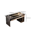 Dust Resistant Double Pedestal Desk with Drawers, Exterior Shelf, Keyboard Tray, and Manufactured Wood Top with Front Splash