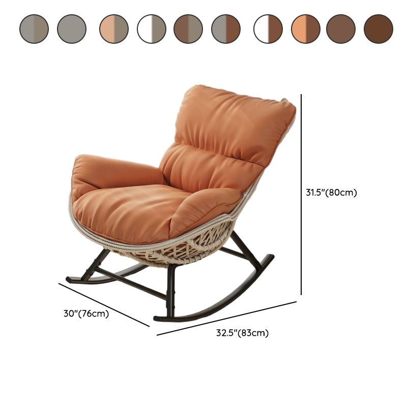 All-weather Cane Front Porch Rocking Chairs with Flared Arm and Stationary Rear Back