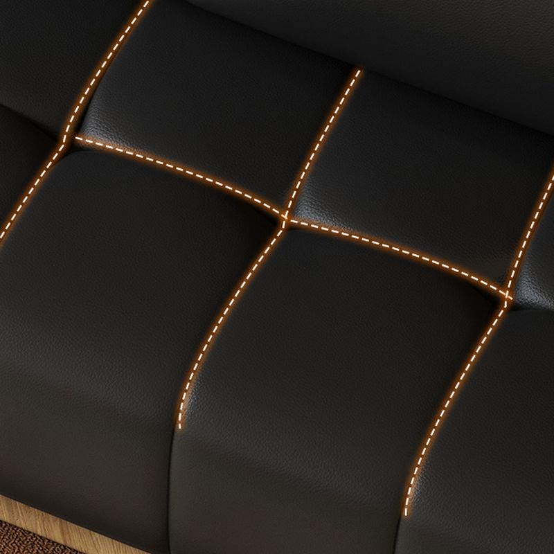 Drawing Room Standard Sofa in Pu Leather/Flannel with Dark Gray/Light Brown/Off-White Upholstery and Armrest