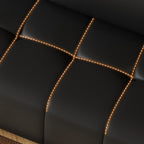 Drawing Room Standard Sofa in Pu Leather/Flannel with Dark Gray/Light Brown/Off-White Upholstery and Armrest